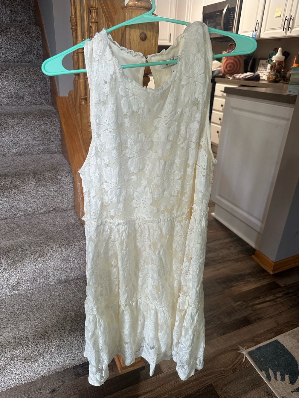 Speechless Cream Floral Lace Tiered Sleeveless Dress